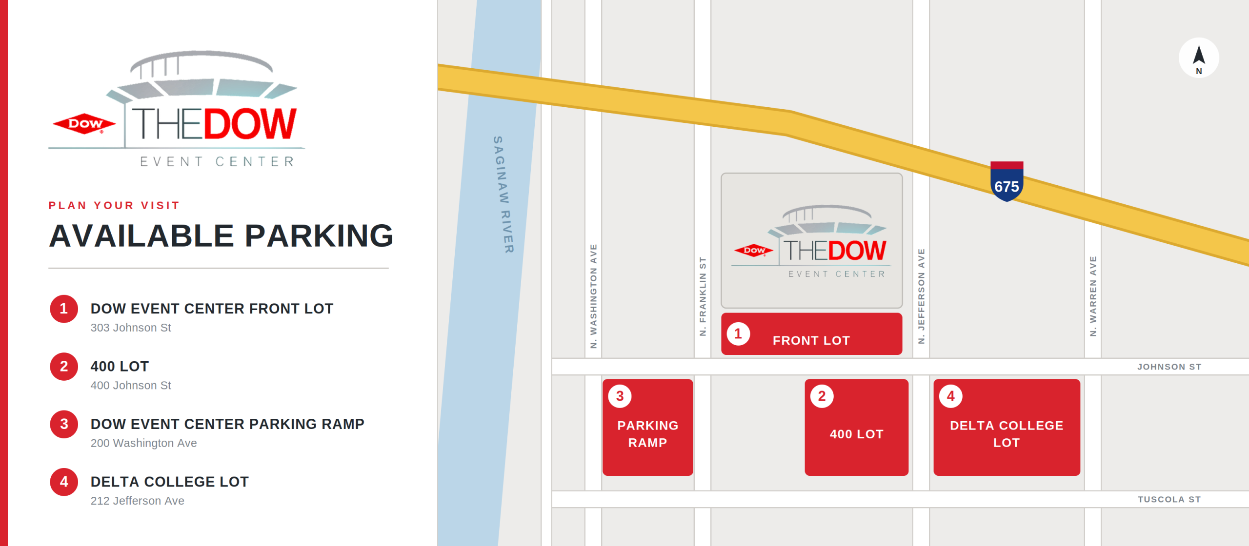 Available Parking at The Dow Event Center